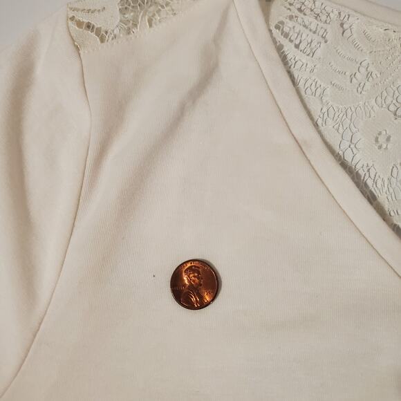 Lane Bryant NWT Lace Back V Neck Cream White Tunic Blouse Womens Plus Size 14/16 - Picture 8 of 11